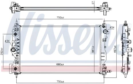 Радиатор охлаждения двигателя CHEVROLET ORLANDO, NISSENS (61707) Радиатор охлаждения двигателя CHEVROLET ORLANDO, NISSENS (61707)