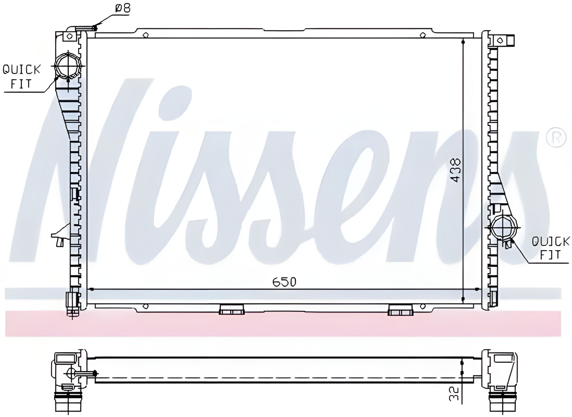 Радиатор двигателя для BMW 5, NISSENS (60648A) Радиатор двигателя для BMW 5, NISSENS (60648A)