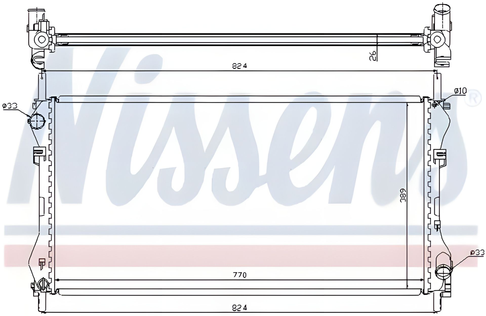 Охолоджувальний радіатор для двигуна FORD TRANSIT, NISSENS (62046A) Охолоджувальний радіатор для двигуна FORD TRANSIT, NISSENS (62046A)