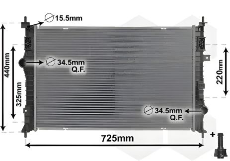 Двигательный радиатор для PEUGEOT PARTNER и CITROËN BERLINGO, Van Wezel (09012710)