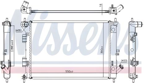 Охлаждающий радиатор двигателя HYUNDAI i30, KIA PRO CEE'D, NISSENS (67555)