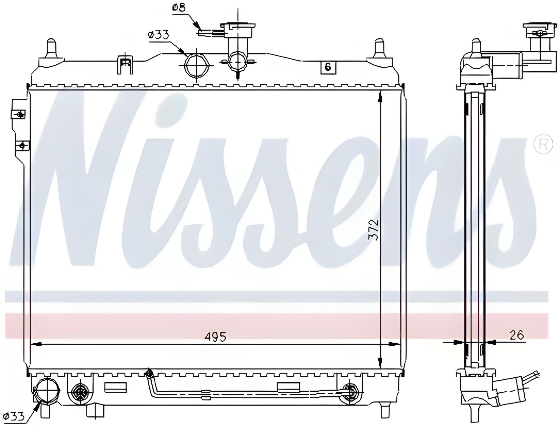 Охолодження радіатор двигуна HYUNDAI GETZ, NISSENS (67487) Охолодження радіатор двигуна HYUNDAI GETZ, NISSENS (67487)