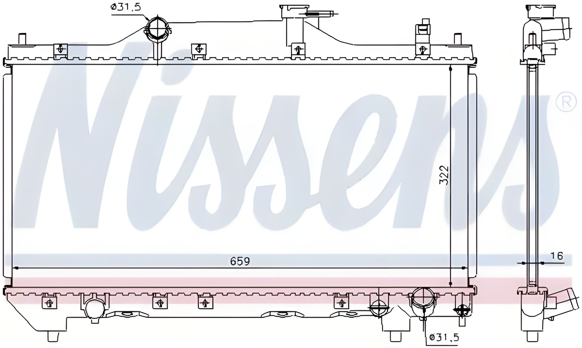Радіатор двигуна охолодження для TOYOTA AVENSIS, NISSENS (64640A) Радіатор двигуна охолодження для TOYOTA AVENSIS, NISSENS (64640A)