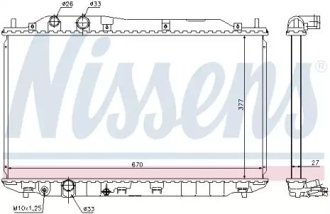 Радиатор охлаждения двигателя HONDA CIVIC, NISSENS (68143)