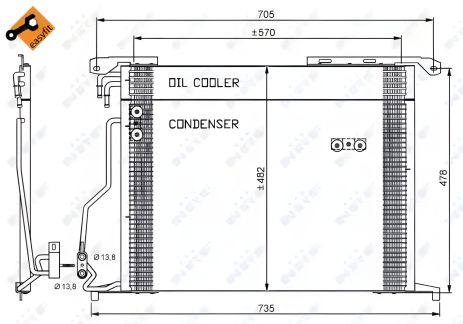 Конденсор кондиціонера NRF для MERCEDES-BENZ SL, 35578 Конденсор кондиціонера NRF для MERCEDES-BENZ SL, 35578