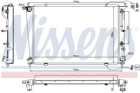 Радіатор охолодження двигуна HYUNDAI H-1, NISSENS (67040) Радіатор охолодження двигуна HYUNDAI H-1, NISSENS (67040)
