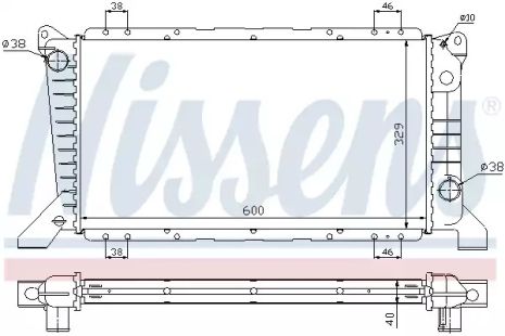 Радиатор охлаждения двигателя FORD TRANSIT, NISSENS (62241A)