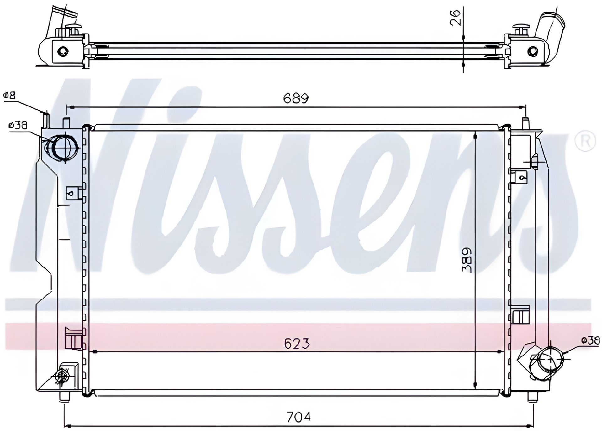 Радиатор охлаждения двигателя для TOYOTA AVENSIS, NISSENS (64647A) Радиатор охлаждения двигателя для TOYOTA AVENSIS, NISSENS (64647A)