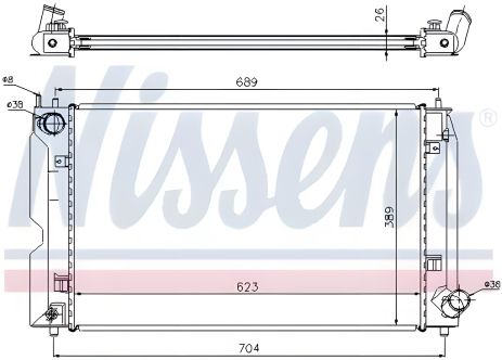 TOYOTA AVENSIS Радіатор охолодження двигуна, NISSENS (64647A)