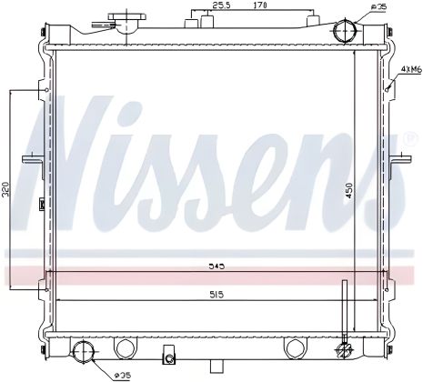Радіатор двигуна охолодження KIA RETONA, NISSENS (66642) Радіатор двигуна охолодження KIA RETONA, NISSENS (66642)