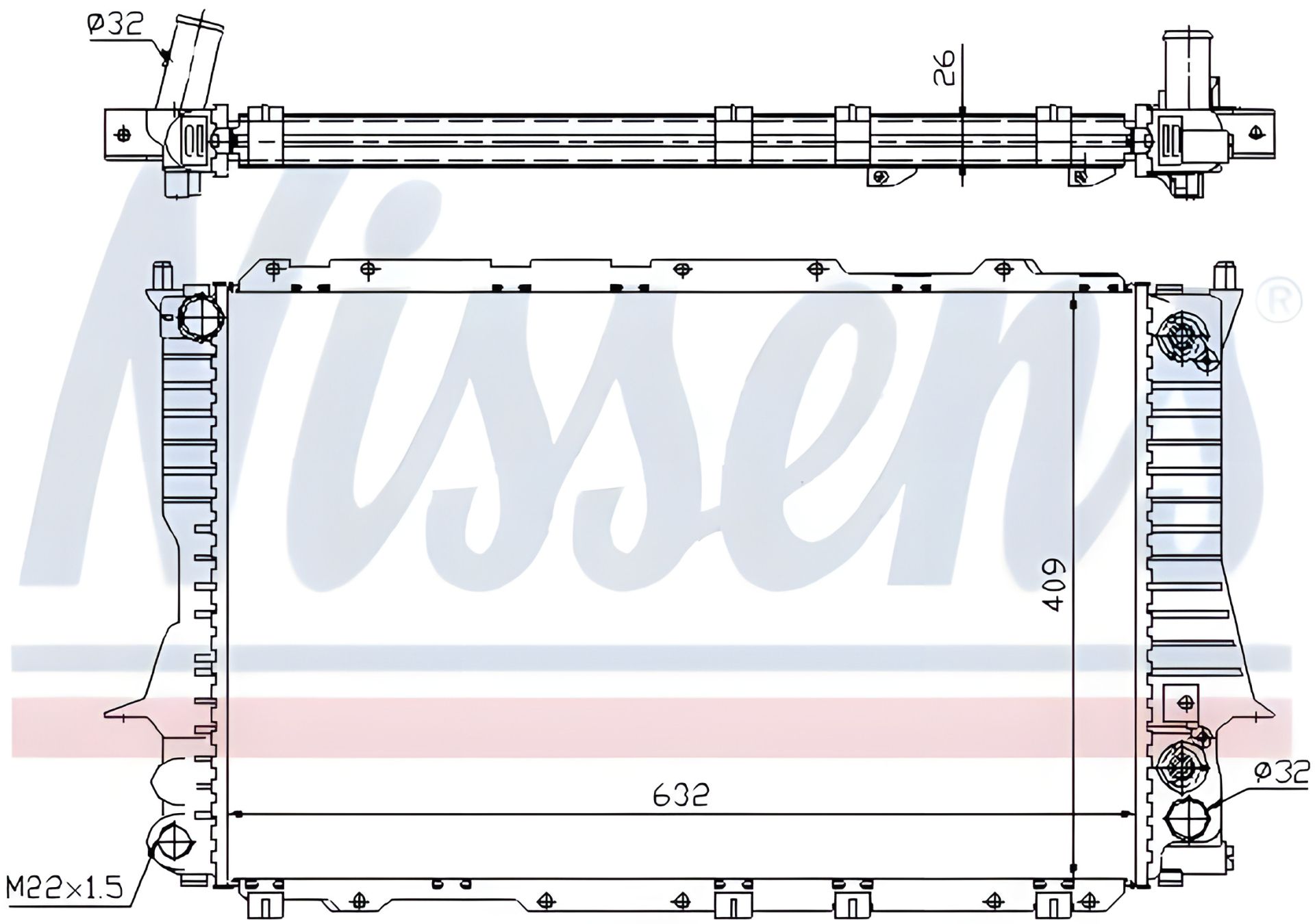 Охолоджуючий радіатор двигуна для AUDI A6, NISSENS (60476) Охолоджуючий радіатор двигуна для AUDI A6, NISSENS (60476)