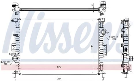 Охлаждающий радиатор двигателя FORD MONDEO, VOLVO V40, NISSENS (66857)