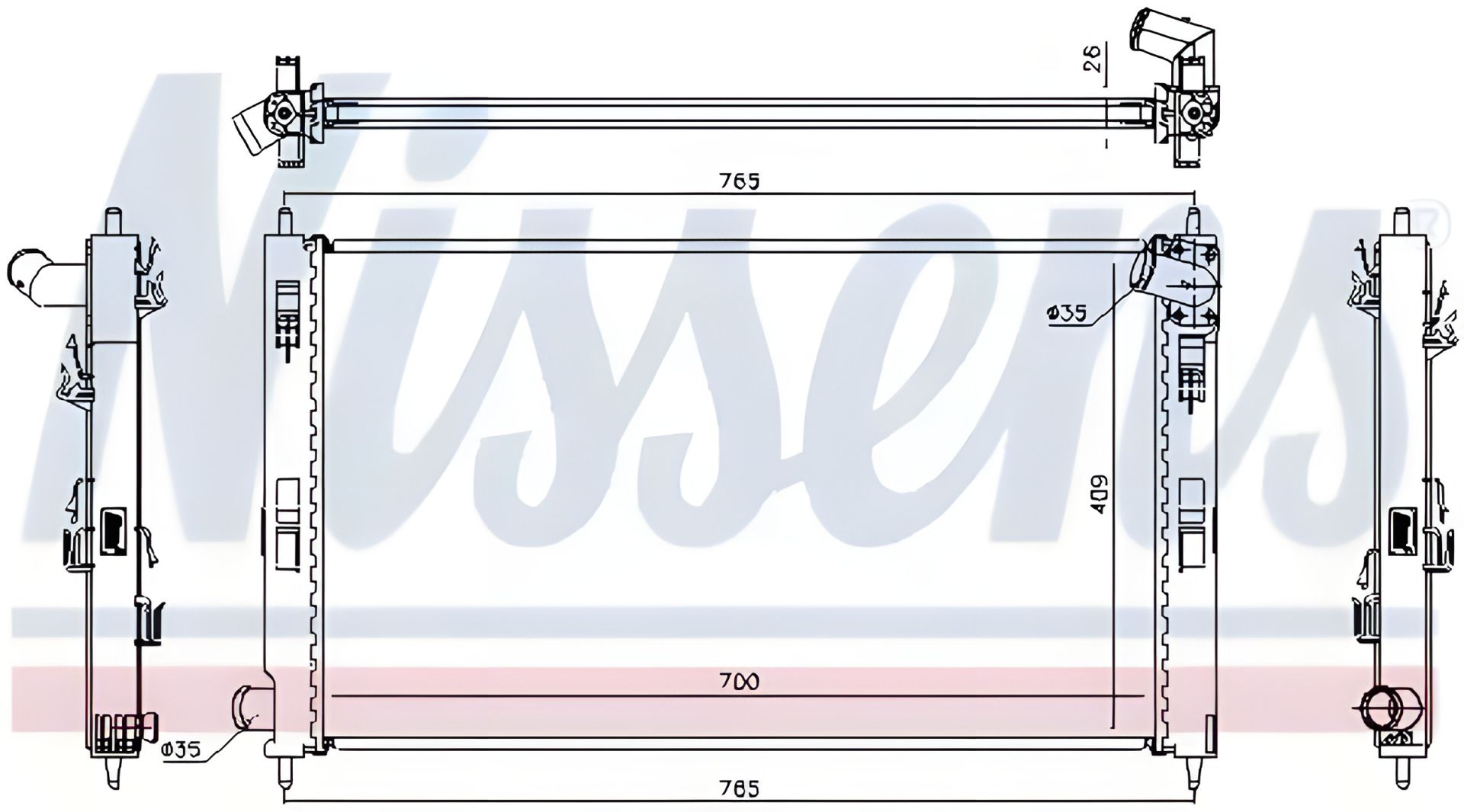 Радиатор двигателя охлаждения для MITSUBISHI ASX, PEUGEOT 4008, NISSENS (67359) Радиатор двигателя охлаждения для MITSUBISHI ASX, PEUGEOT 4008, NISSENS (67359)