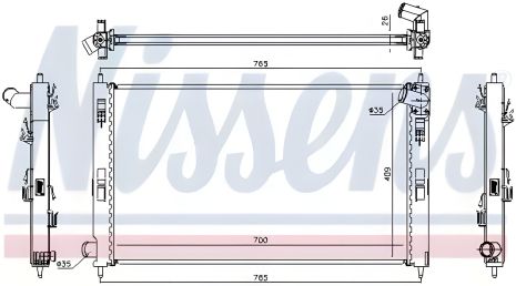 Радіатор охолодження для двигунів MITSUBISHI ASX та PEUGEOT 4008, NISSENS (67359)