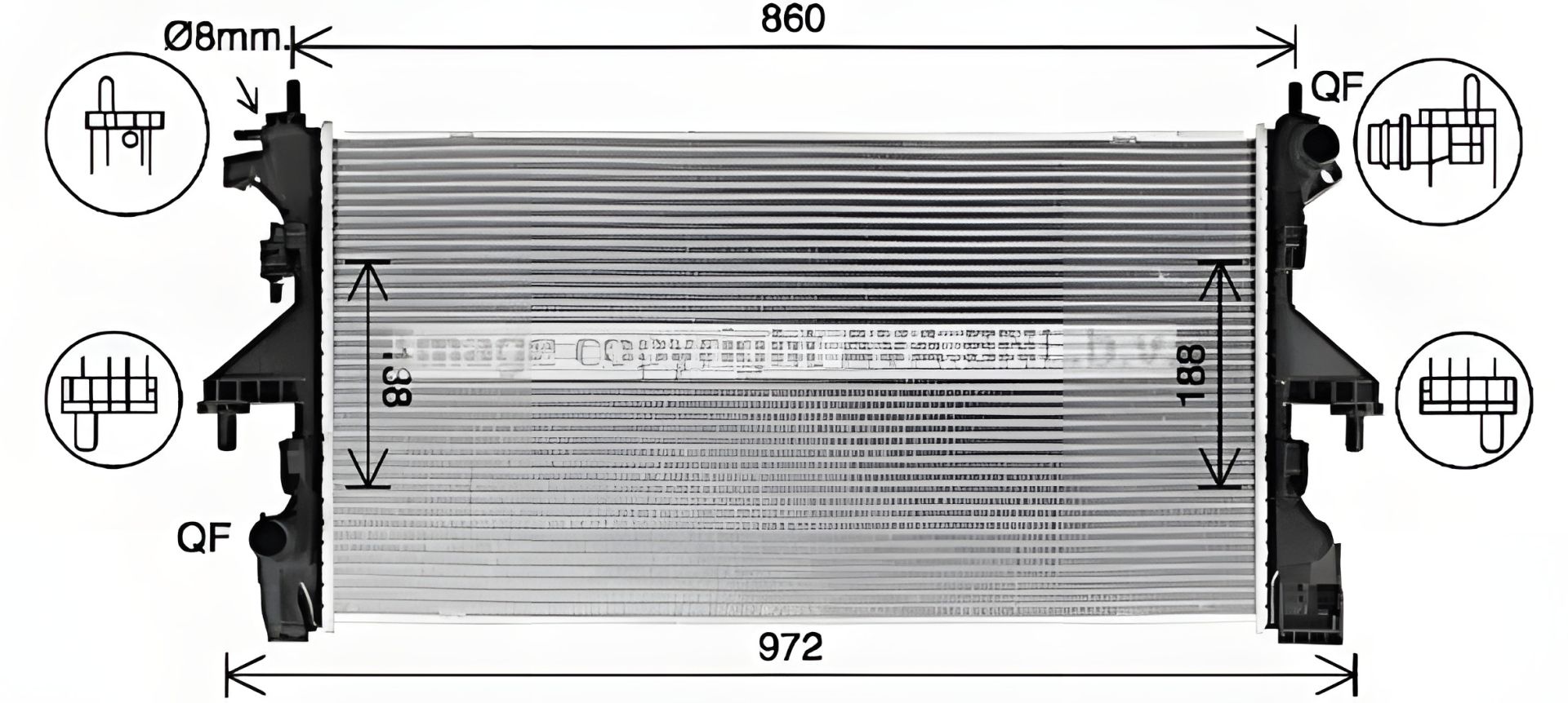 Двигательный радиатор охлаждения FIAT DUCATO, PEUGEOT BOXER, AVA COOLING (CN2320) Двигательный радиатор охлаждения FIAT DUCATO, PEUGEOT BOXER, AVA COOLING (CN2320)