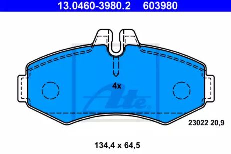 Комплект гальмівних колодок, дискове гальмо MERCEDES-BENZ V-CLASS, ATE (13046039802)