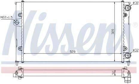 Радіатор охолодження двигуна VW GOLF, NISSENS