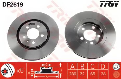 Гальмівний диск VW CORRADO, SEAT TOLEDO, TRW (DF2619)