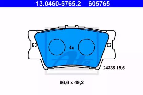 Набір гальмівних майданчиків, диск Brake Lexus ES, Toyota Aurion, Ate (13046057652)