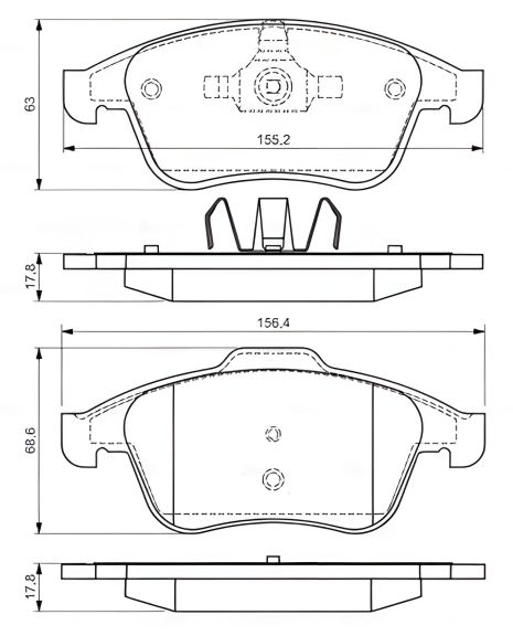 Тормозные колодки и дисковый тормозной комплект для RENAULT LATITUDE, BOSCH (0986494556)