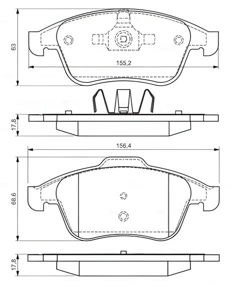 Тормозные колодки и дисковый тормозной комплект для RENAULT LATITUDE, BOSCH (0986494556)