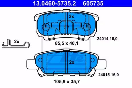 Комплект гальмівних колодок, дискове гальмо CHRYSLER SEBRING, JEEP PATRIOT, ATE (13046057352)