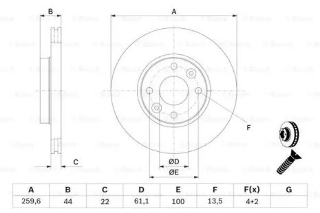 Диск тормозной LAND ROVER, ALFA ROMEO, LADA LARGUS, BOSCH (0986479B73)