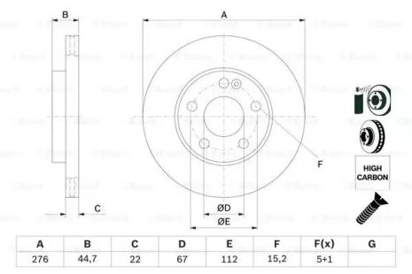 Диск тормозной MERCEDES-BENZ B-CLASS, BOSCH (0986479186)