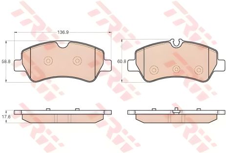 Комплект колодок тормозных дисковых для FORD TRANSIT, TRW (GDB1968) Комплект колодок тормозных дисковых для FORD TRANSIT, TRW (GDB1968)