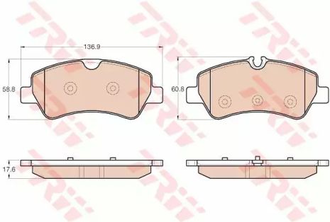 Комплект гальмівних колодок, дискове гальмо FORD TRANSIT, TRW (GDB1968)