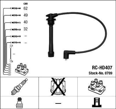 Комплект проводов зажигания KIA PRO CEE'D, HYUNDAI ELANTRA, NGK (0709)