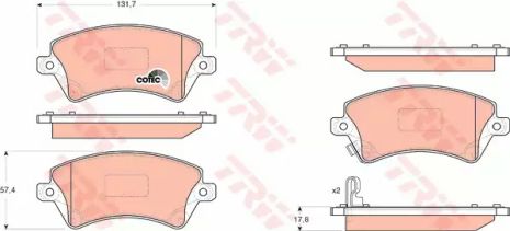 Комплект тормозных колодок, дисковый тормоз TOYOTA COROLLA, TRW (GDB3288)