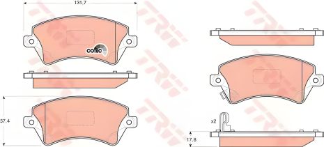 Комплект гальмівних колодок, дискове гальмо TOYOTA COROLLA, TRW (GDB3288)