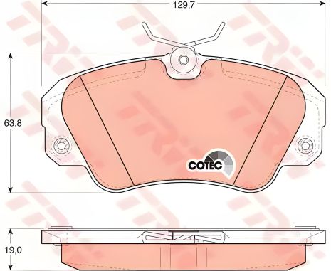 К-т гальмівних колодок, дискове гальмо VAUXHALL OMEGA, OPEL OMEGA, TRW (GDB957)