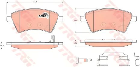 Тормозные колодки для дискового тормоза SUZUKI SX4, FIAT SEDICI, TRW (GDB1673) Тормозные колодки для дискового тормоза SUZUKI SX4, FIAT SEDICI, TRW (GDB1673)