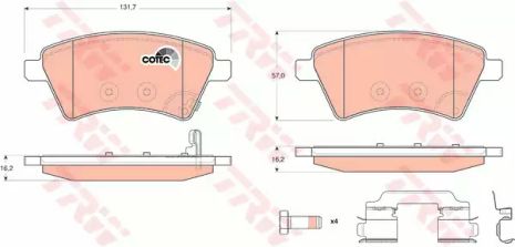 Комплект гальмівних колодок, дискове гальмо SUZUKI SX4, FIAT SEDICI, TRW (GDB1673)