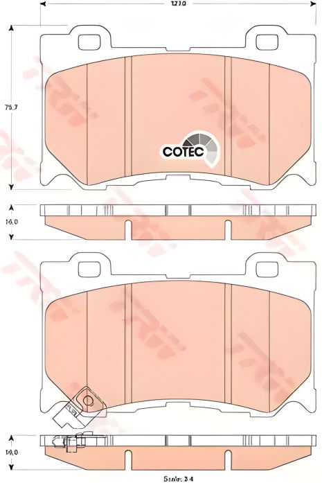 Комплект дискових гальмівних колодок для NISSAN 370, INFINITI Q70, TRW (GDB3505)