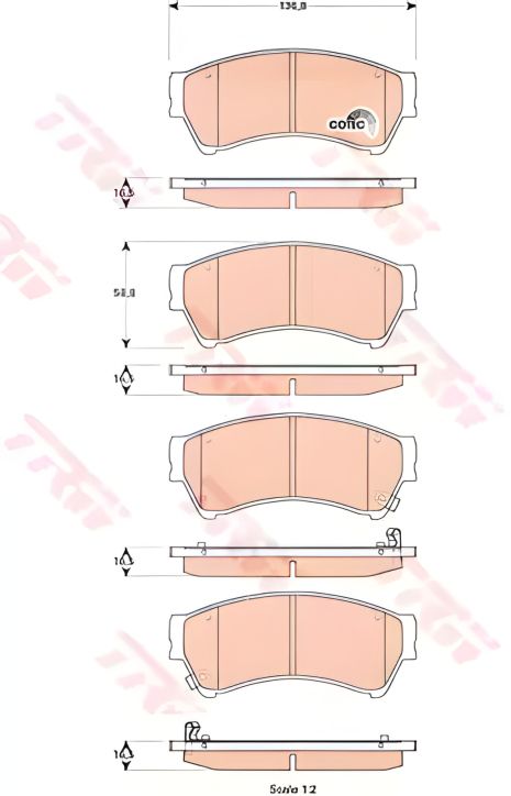 Дисковые тормозные колодки комплект MAZDA 6, TRW (GDB3501)