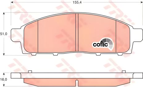 Комплект гальмових колодок, дискове гальмо MITSUBISHI L 200 від TRW (GDB3435)