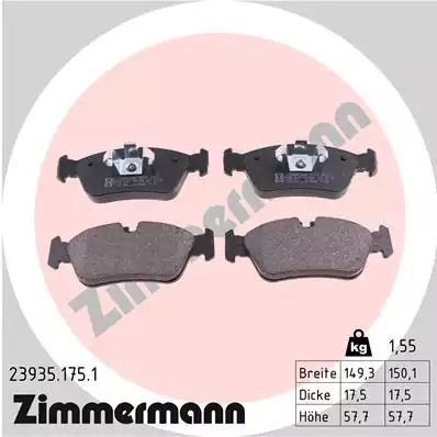 Набір гальмівних колодок, BMW 1, Zimmermann (239351751) Диск гальмо