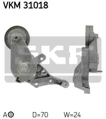 Натяжний ролик поліклінового ременя SKODA OCTAVIA, AUDI A3, SKF (VKM31018)