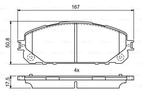 Комплект тормозных колодок, дисковый тормоз JEEP CHEROKEE, BOSCH (0986495404)