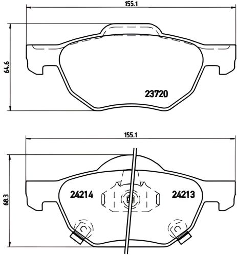Комплект гальмівних колодок для дискового гальма HONDA ACCORD, BREMBO (P28036)