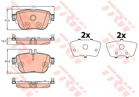 Комплект гальмівних колодок MERCEDES-BENZ CLS, TRW (GDB2155) Комплект гальмівних колодок MERCEDES-BENZ CLS, TRW (GDB2155)