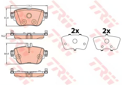 Тормозных колодок комплект, дисковый тормоз MERCEDES-BENZ CLS, TRW (GDB2155)