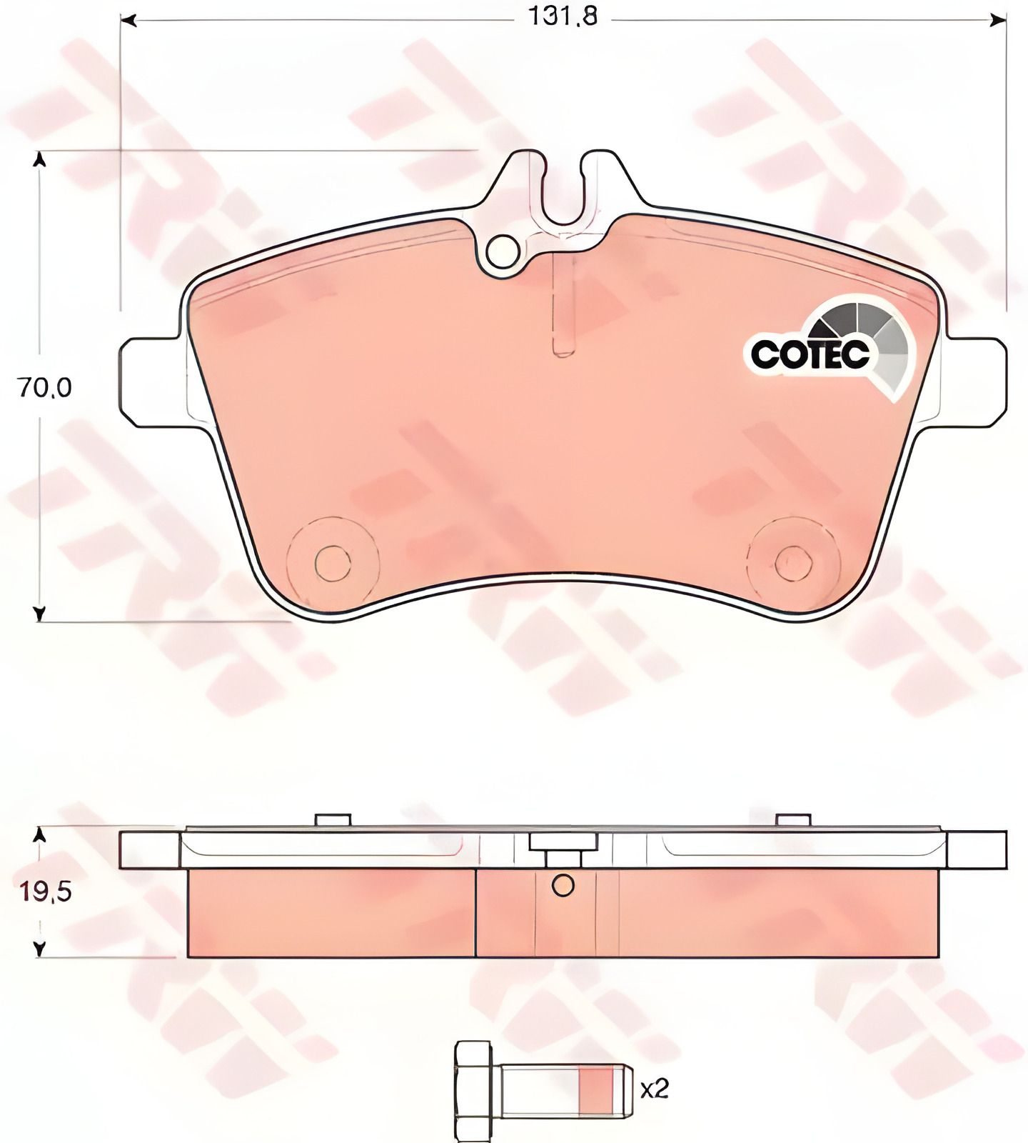 Комплект дисковых тормозных колодок для MERCEDES-BENZ B-CLASS, TRW (GDB1628) Комплект дисковых тормозных колодок для MERCEDES-BENZ B-CLASS, TRW (GDB1628)