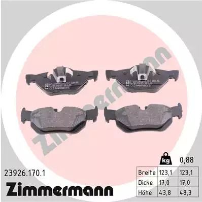 Набір гальмівних майданчиків, BMW Disc Brake (Brilliance), Zimmermann (239261701)