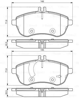 Набір гальмівних прокладок, диск-гальма Mercedes-Benz C-Class, Bosch (0986495104)