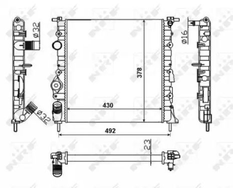 Nissan Kubistar, Dacia Logan, NRF (58023) Радіатор охолодження двигуна