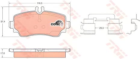 Гальмівних колодок комплект, дискове гальмо MERCEDES-BENZ A-CLASS, TRW (GDB1293)